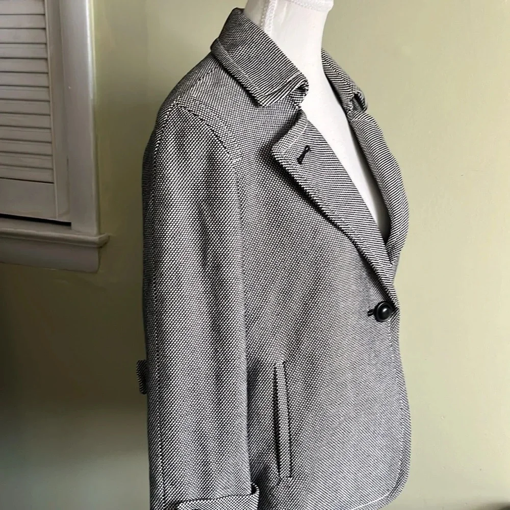 Talbots houndstooth cotton black white fully lined blazer jacket - Picture 16 of 17